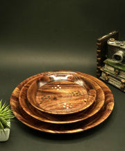 Artisan Wooden Plates with Inlay Design