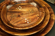 Artisan Wooden Plates with Inlay Design