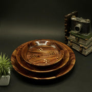 Artisan Wooden Plates with Inlay Design